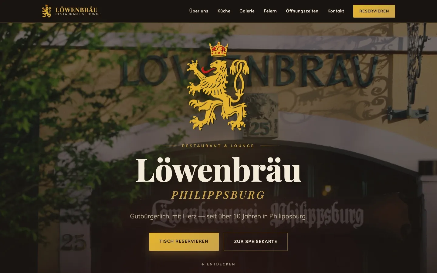 Website Restaurant Löwenbräu Philippsburg